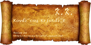 Kovácsy Kristóf névjegykártya