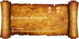 Kovácsy Kristóf névjegykártya